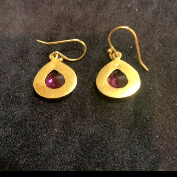 Sterling Silver Pierced Earrings Pink Quartz Stone Marked 925 22 Karat… - Picture 3 of 9